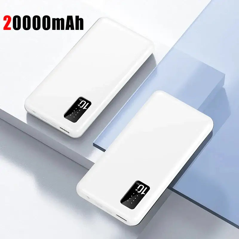 a white power bank with a black power bank on top