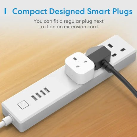 a white power strip with a black plug plug