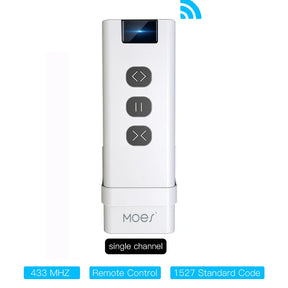 White remote control with three buttons.