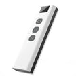 White remote control with three gray buttons.