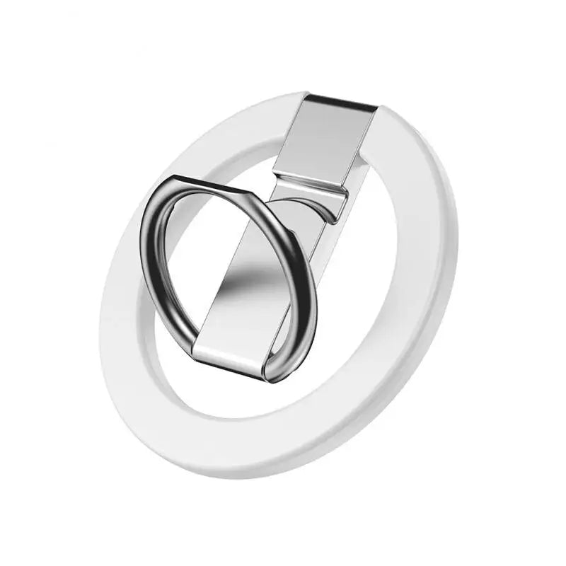a white ring with a silver ring on top