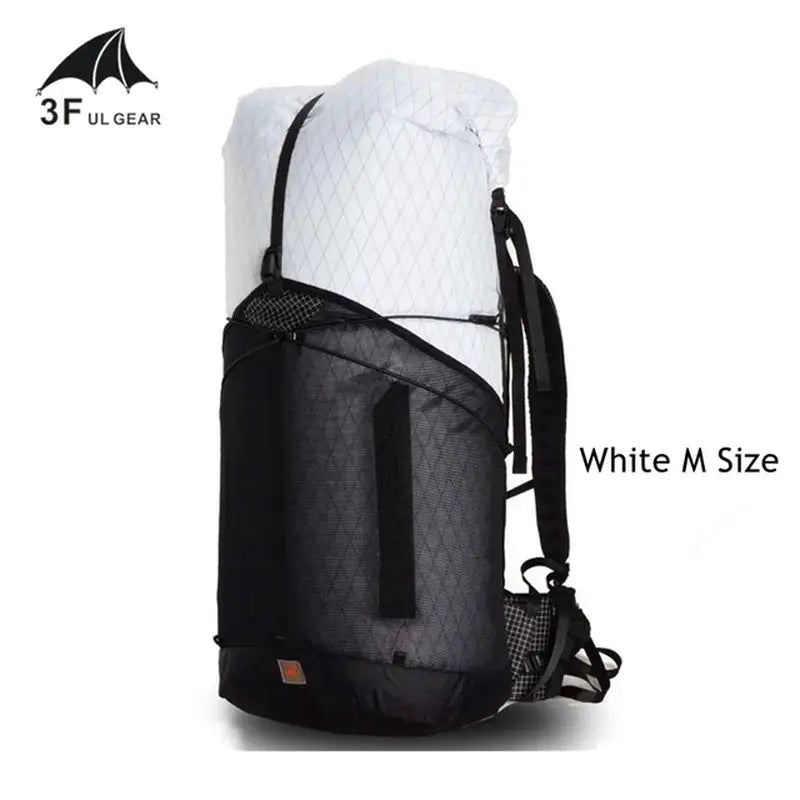 a close up of a backpack with a white and black bag