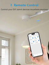 White meross matter smart wi-fi switch with energy monitor mounted on ceiling showing wireless signal icon above