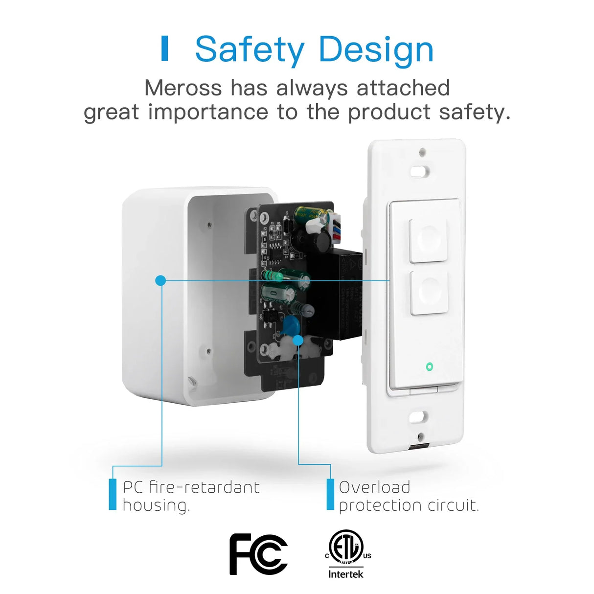 a white smart home security device with the text safety design