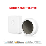 a white smart home security device with the text sensor hub plus