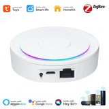 A white smart home security device with a bluetooth