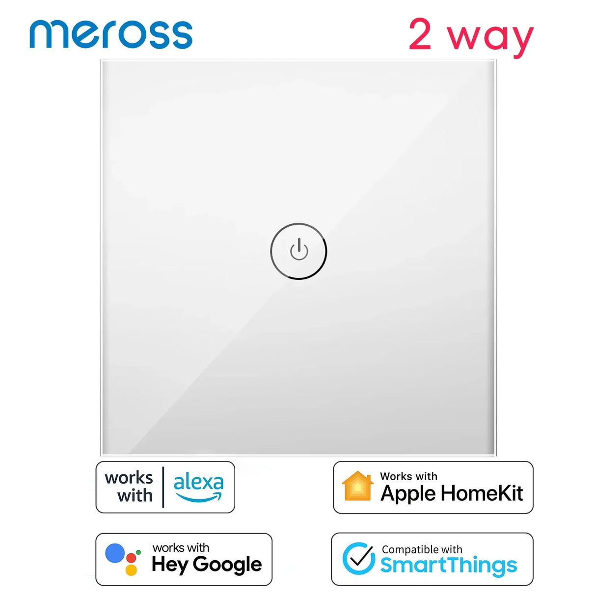 a white smart light switch with two buttons