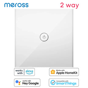 a white smart light switch with two buttons