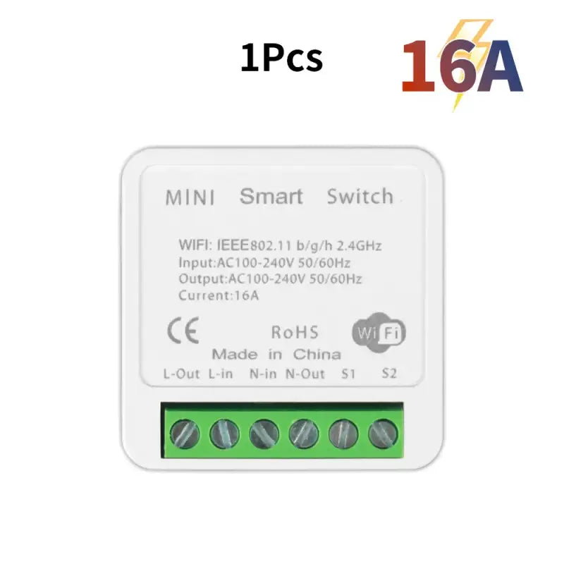 a white smart switch with green buttons and a white background