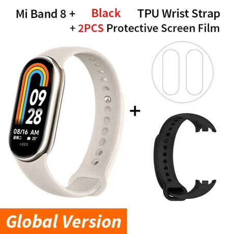 A white smart watch with a black band and a white wrist strap