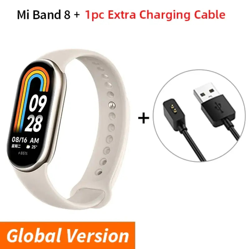 A white smart watch with a cable connected to it