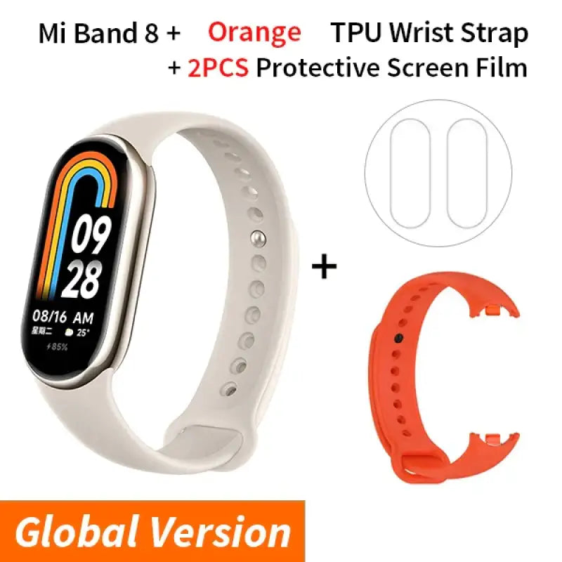 a white smart watch with a red band and a white wrist strap