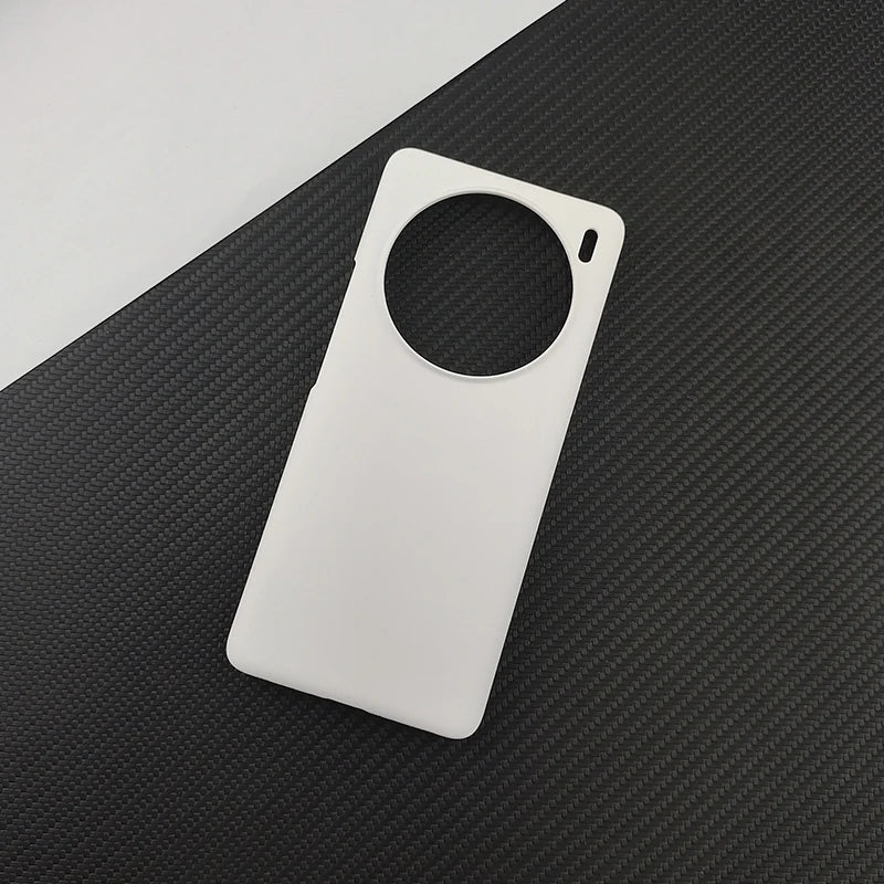 White smartphone case with a circular cutout for the camera.