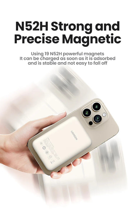 White smartphone case with a magnetic attachment feature and a triple camera cutout.