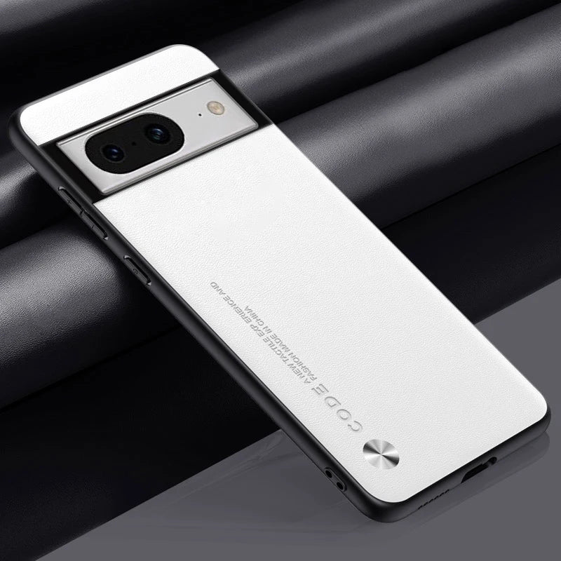 White smartphone with a distinctive camera module on its back panel.