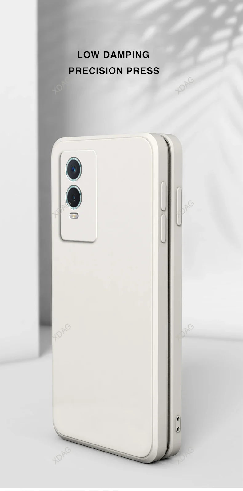 White smartphone with a triple camera setup on the back.