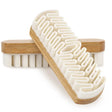 a white and wooden toothbrush with the word’tooth’in the middle