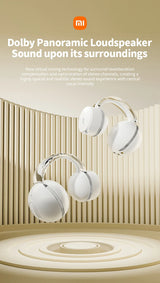 White, spherical Dolby Panoramic Loudspeaker with a curved arm design.