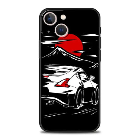 The white sports car on black background for iphone case