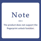 a white square with a blue background and a quote that says note the product does not support the fingerprint