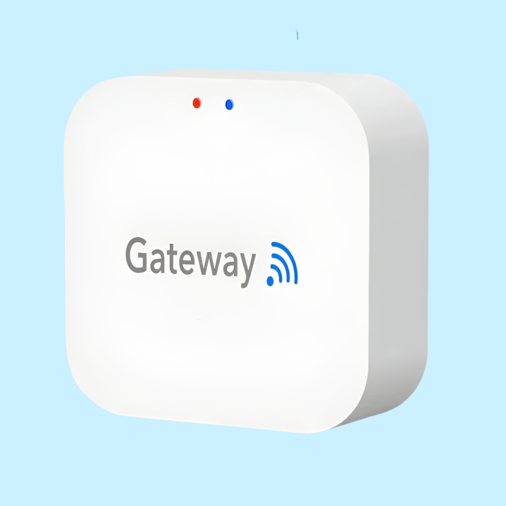 White square device labeled ’Gateway’ with a Wi-Fi symbol.