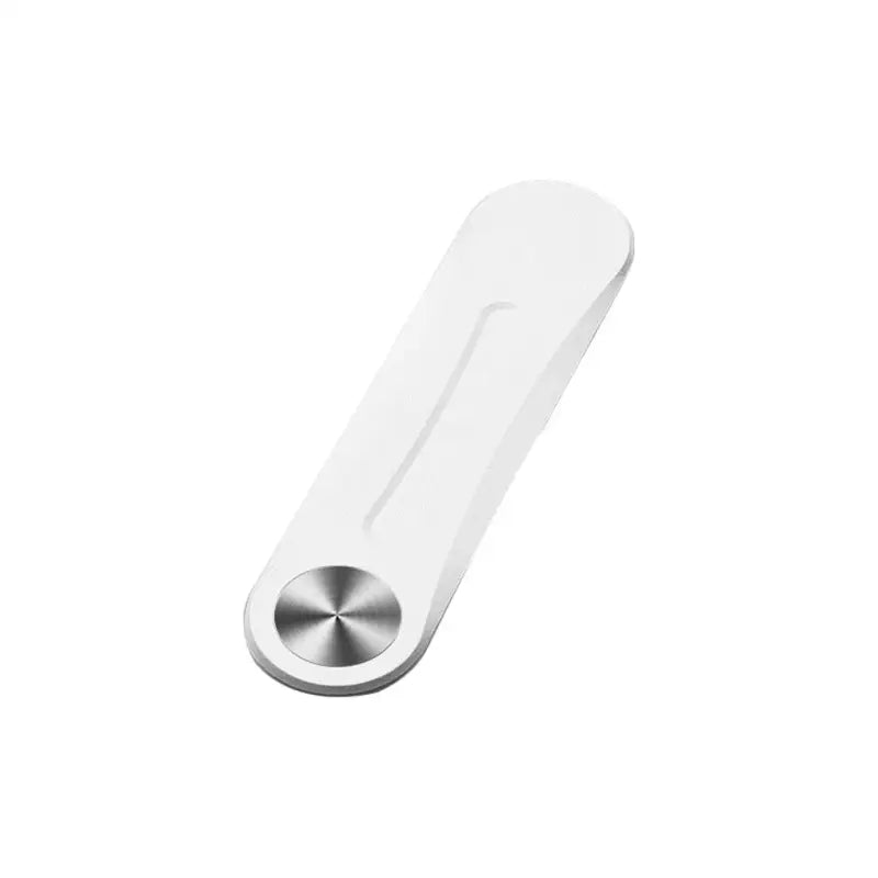 a white door handle with a metal handle