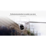 a white surveillance camera with the words professional weather storm