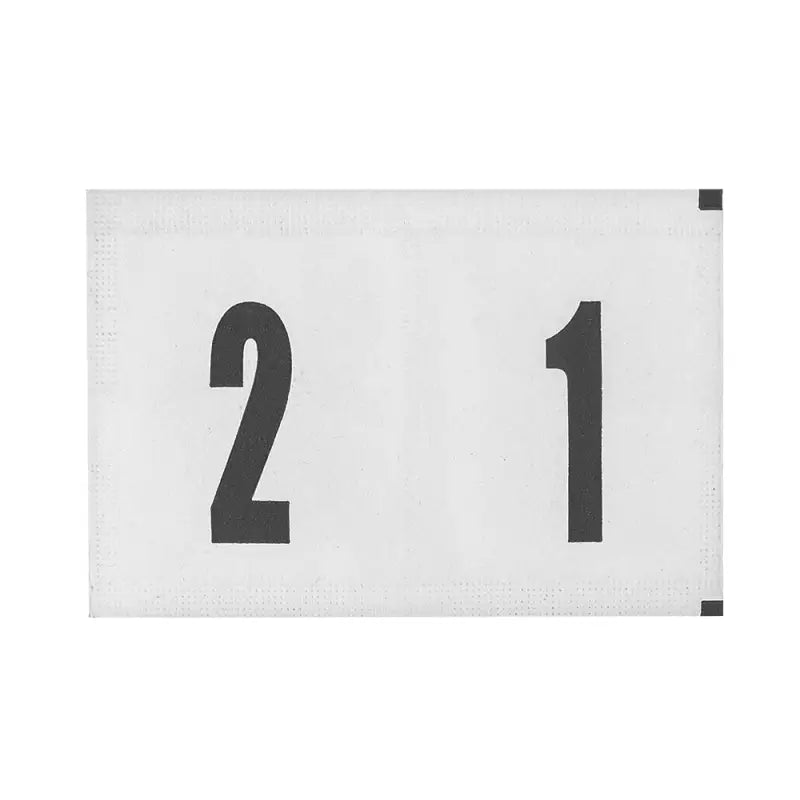 a white table number with black numbers