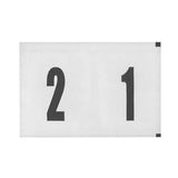 a white table number with black numbers