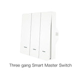White three-gang smart switch.
