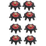 six red sprinkler sprinklers with black handles and brass fittings