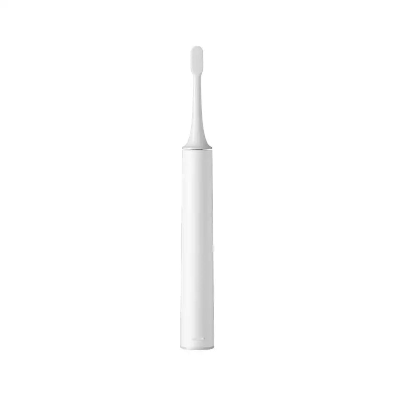 A white toothbrush with a white handle