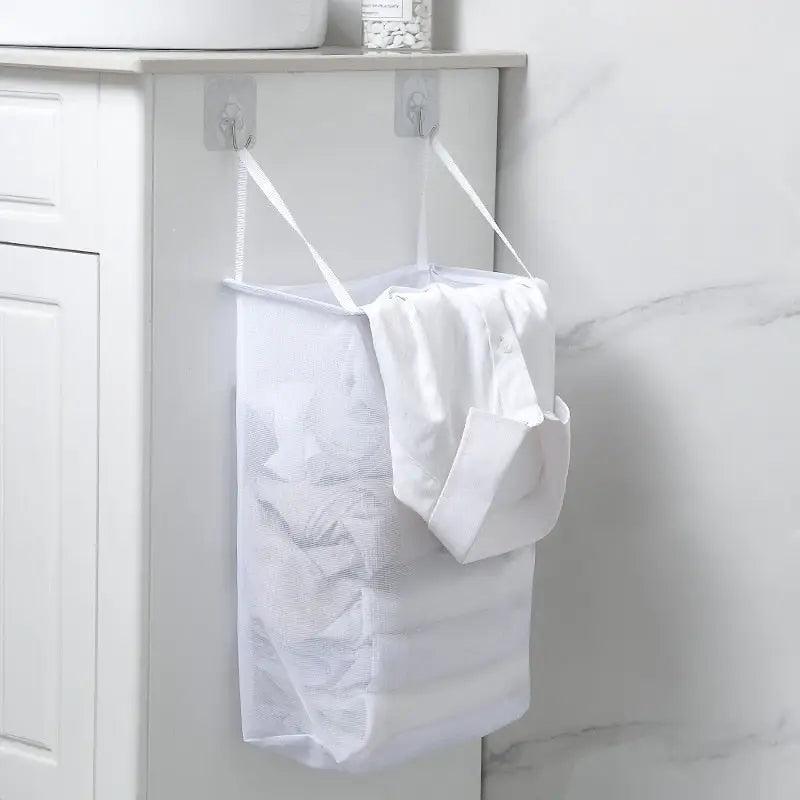 a white towel hanging on a wall