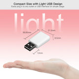 White USB adapter with dimensions.