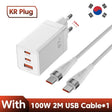 A white usb cable with a white power adapt and a white charger