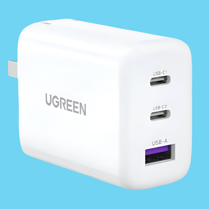 White USB charger adapter with multiple ports, branded as UGREEN.