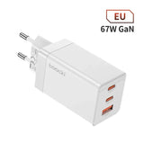 a white wall charger with a usb port and a eu 6w gain
