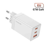 A white wall charger with a usb port and a eu 6w gain