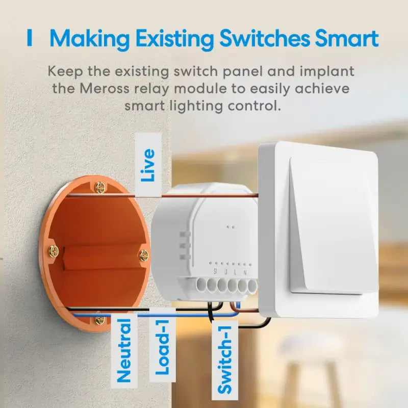 a white wall mounted light switch with the words making switches smart