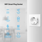 A white wall mounted outlet with a smart plug socket