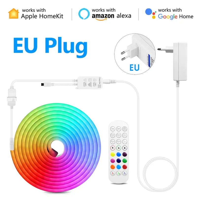 a white wall mounted with a remote control and a colorful cable