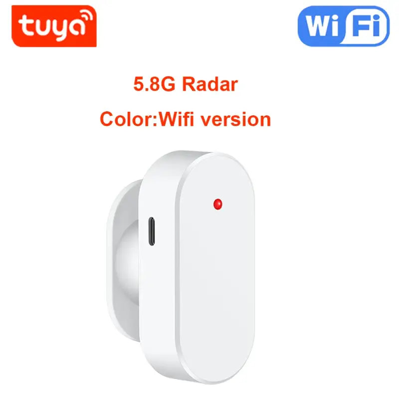 a white wall mounted wifi router with a red button
