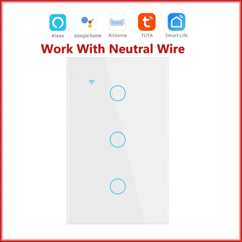 a white wall switch with the words work with neutral wire