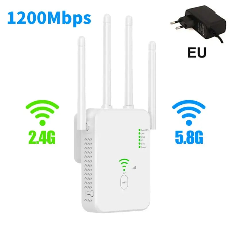 a white wifi router with two usb ports and a charger