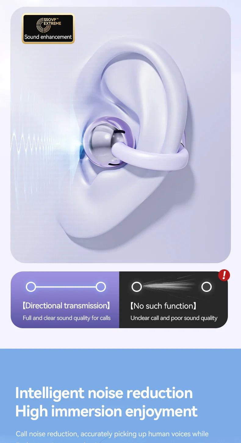 White wireless earbud with an ear hook design.