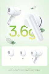 White wireless earbud with a stem design.