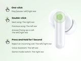 White wireless earbud with touch controls.