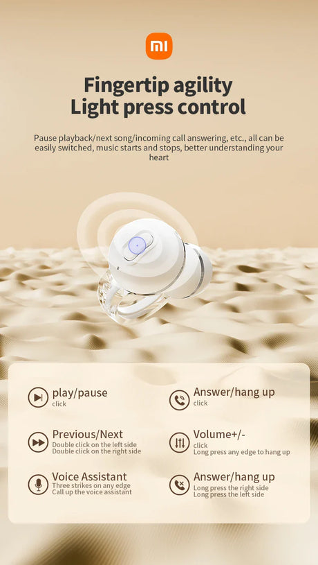 White wireless earbud with the Xiaomi logo visible.