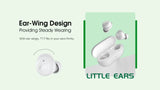 White wireless earbuds with charging case.