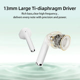 White wireless earbuds.